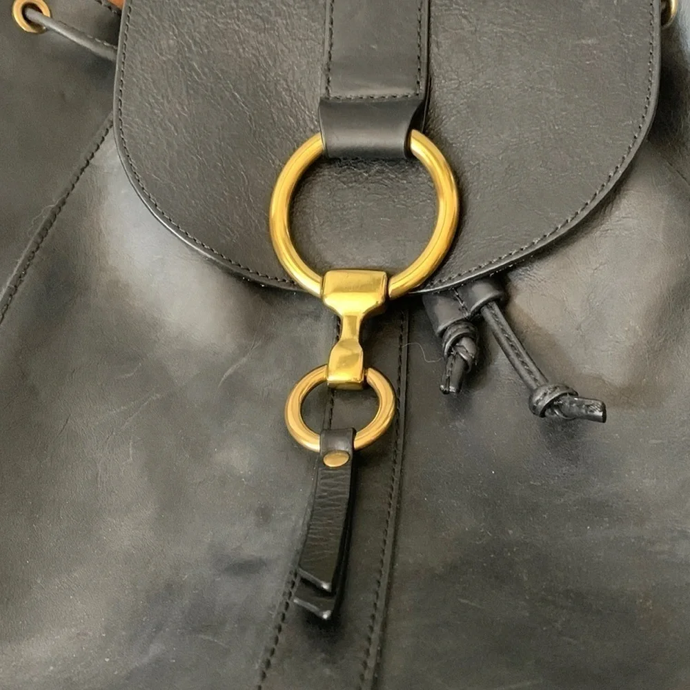 FRYE Black Leather Backpack